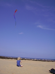 Flying a kite at Jockey's Ridge State Park.